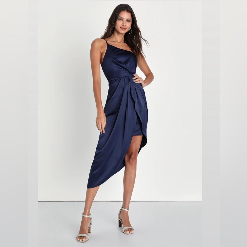 SOLD!!! ~ Law of Attraction Navy Blue One-Shoulder Asymmetrical Dress
